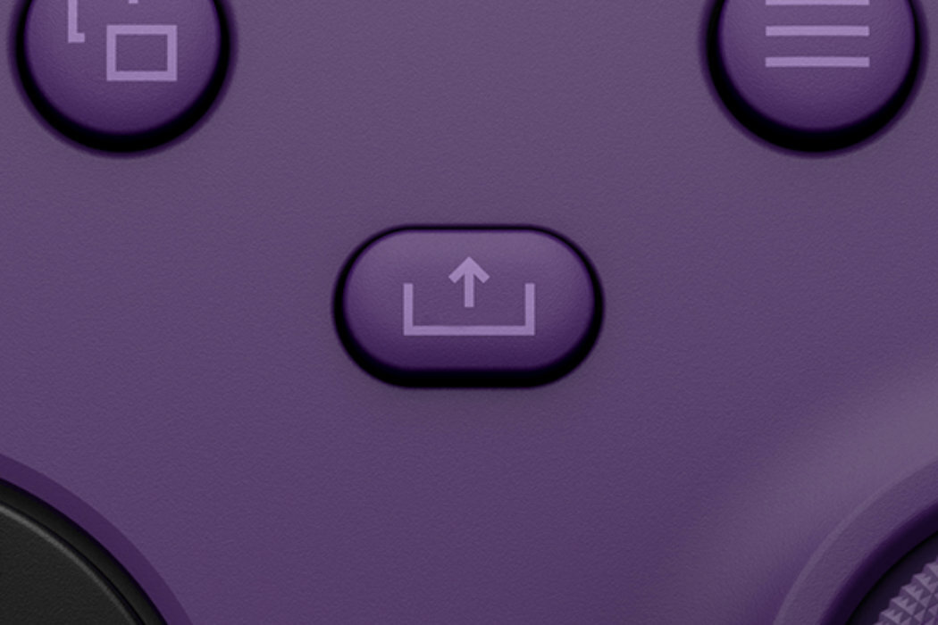 Kontroler MICROSOFT XBOX Series X Astral Purple przycisk udostępnianie przechwitywanie zrzuty ekranu nagrania