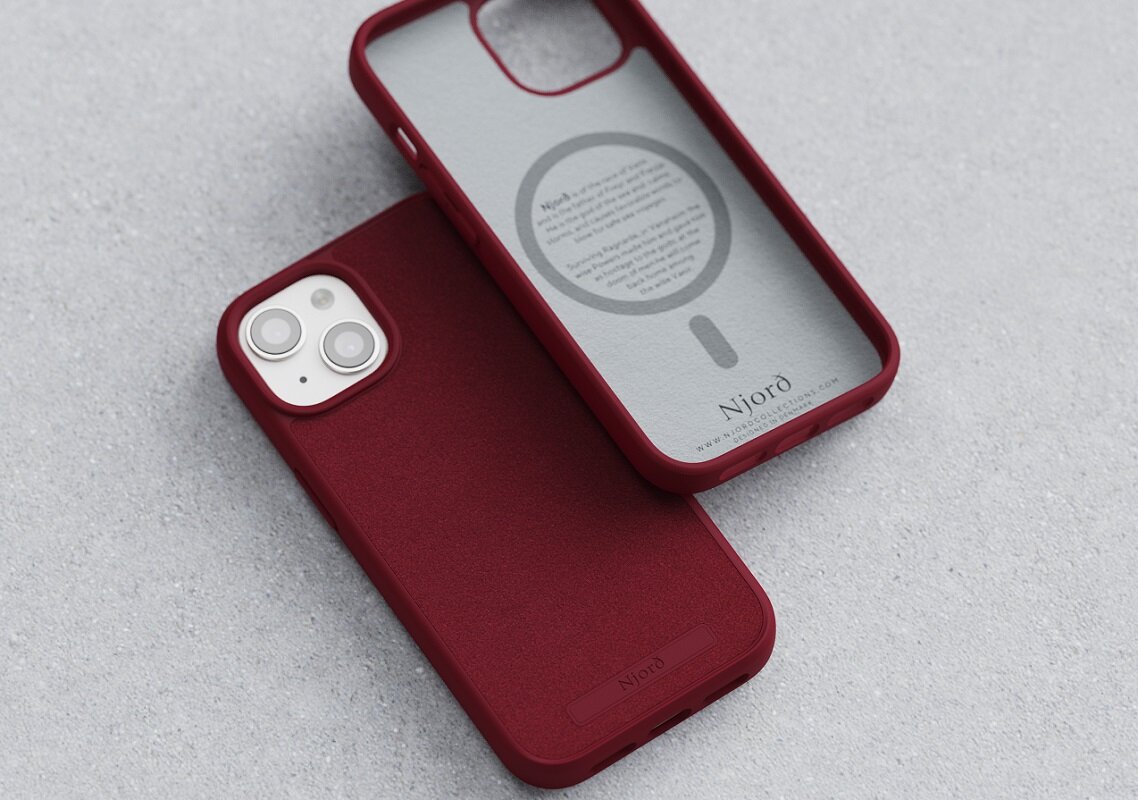 Etui NJORD BY ELEMENTS Suede Comfort+ MagSafe do Apple iPhone 15 elaganckie ochrona smartfona Wyjątkowy wygląd Najwyższej jakości materiały MagSafe Ochrona aparatu Precyzyjne