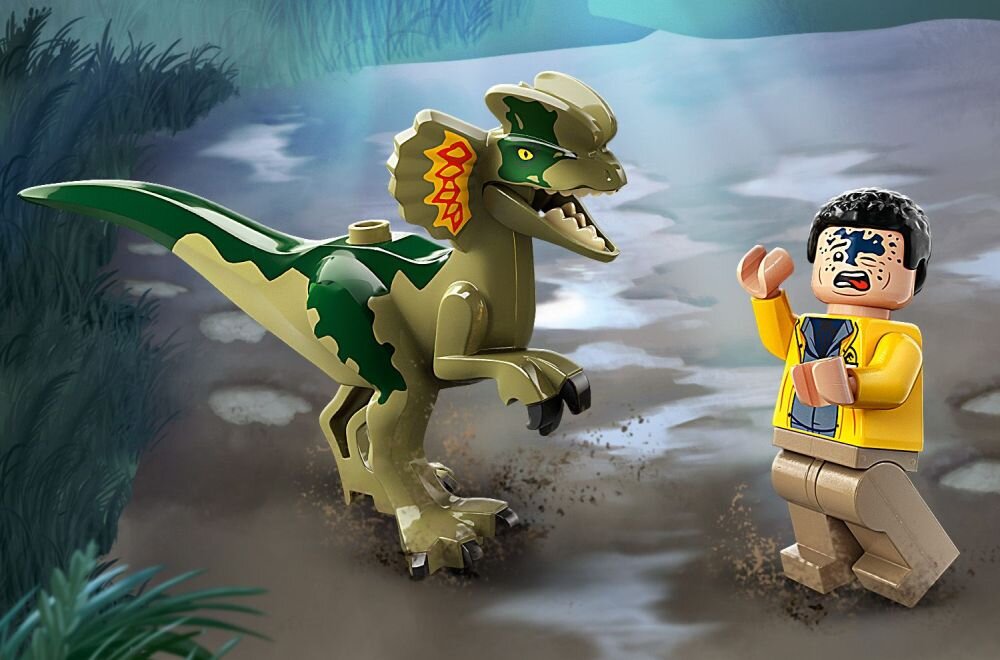 LEGO Jurassic World Zasadzka na dilofozaura 76958    klocki elementy zabawa łączenie figurki akcesoria figurka zestaw 