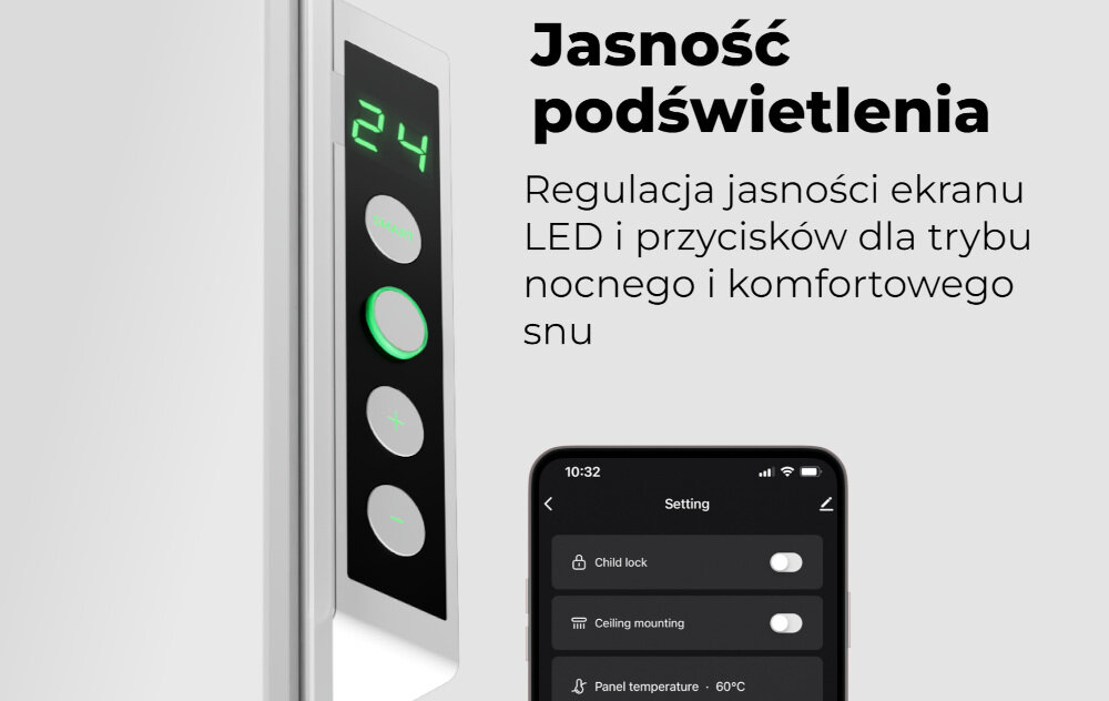 Grzejnik elektryczny AENO Premium Eko Smart Plus podswietlenie LED
