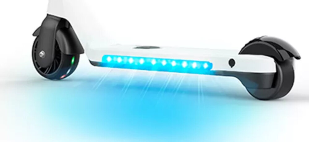 Hulajnoga elektryczna DENVER SCK-5400 Biały podwojne oswietlenie na przodzie w kole w podescie