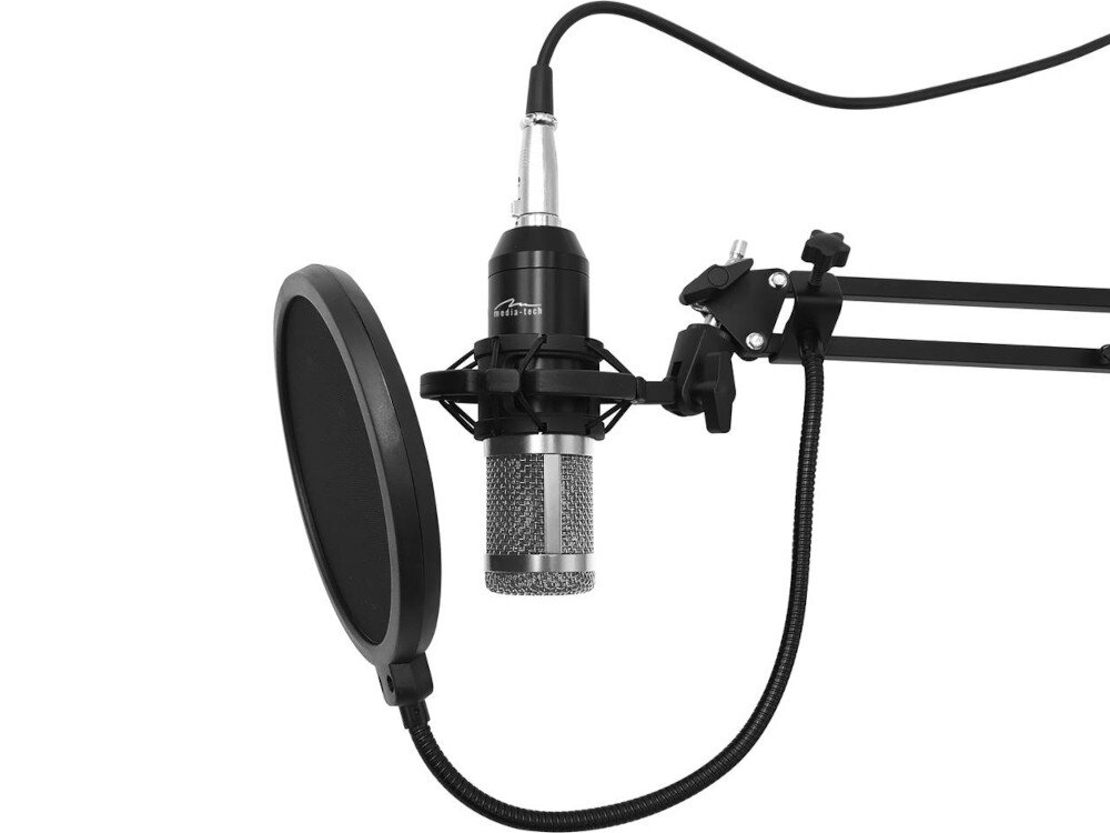 Mikrofon MEDIA-TECH MT397S pop-filtr gąbka jakość dźwięk zakłócenia