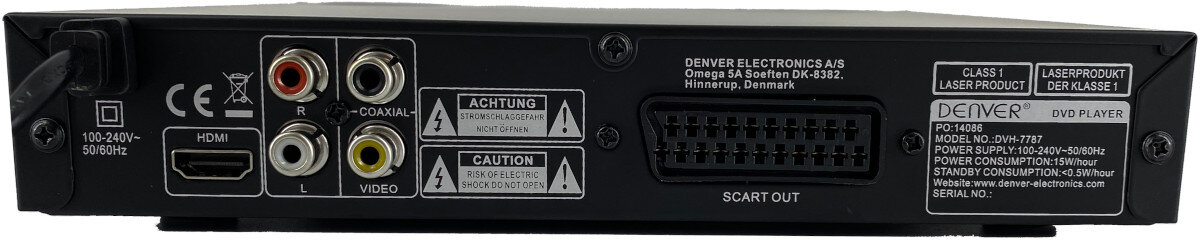 Odtwarzacz DVD DENVER DVH-7787 MK2 obsługa porty podłączenie pilot sterowanie