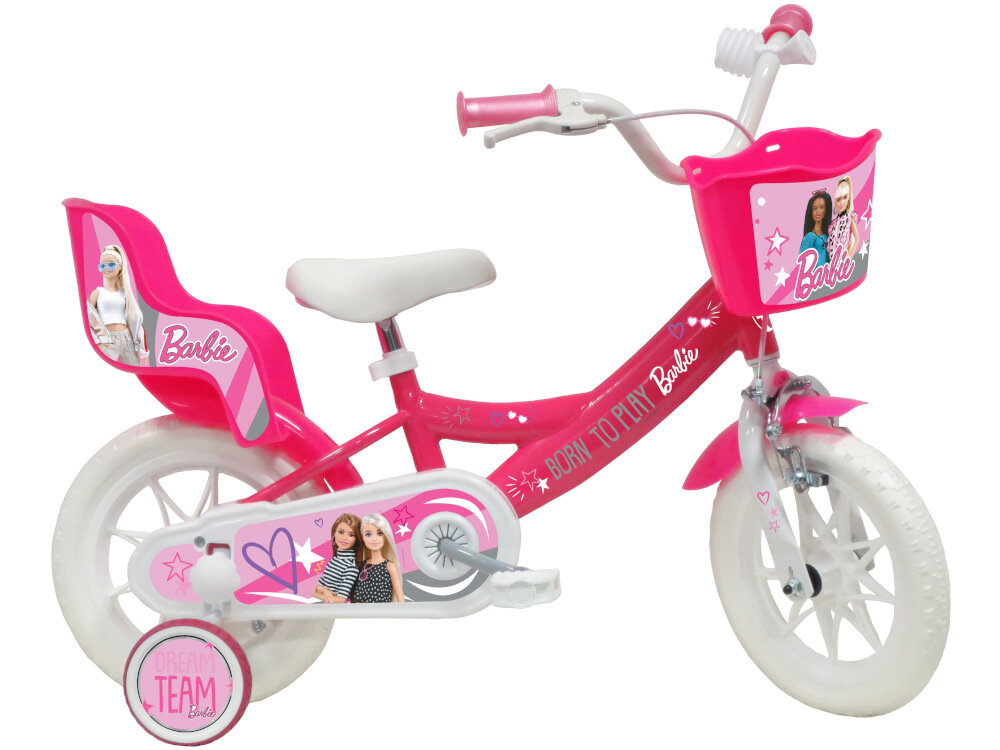 Rower dziecięcy BARBIE 12 Skye 14 cali dla dziewczynki w rozowej kolorystyce lalki Barbie dla dzieci w wieku od 2 do 3 lat