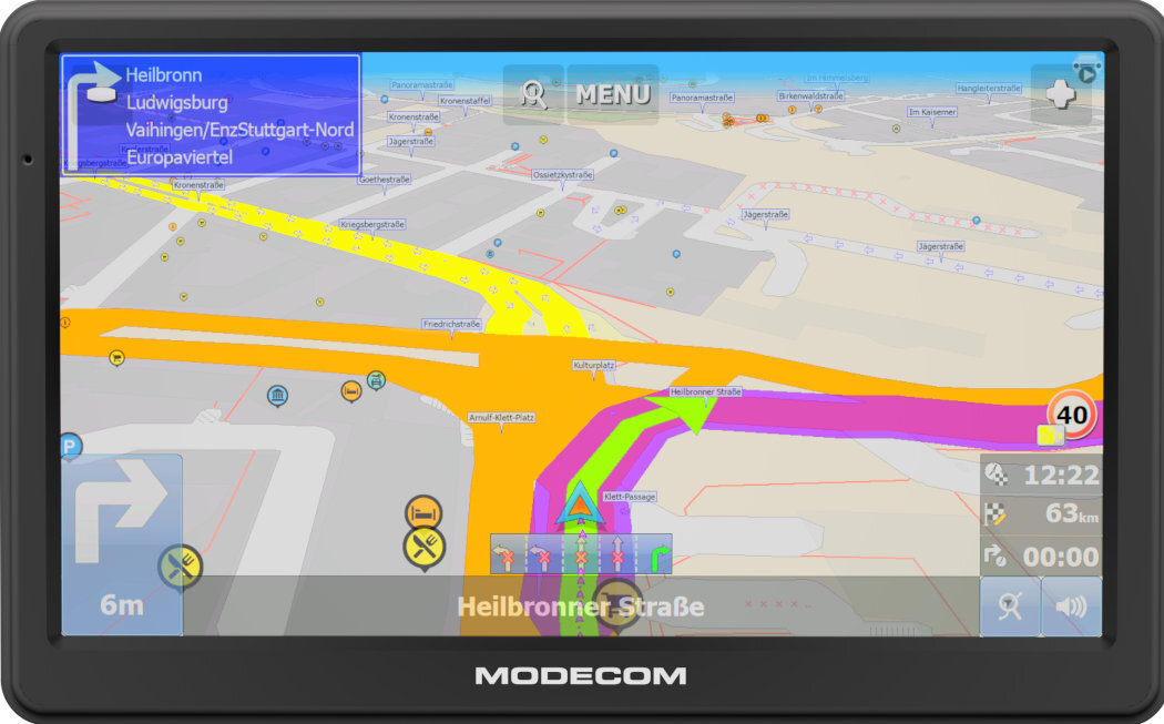 Nawigacja samochodowa MODECOM FreeWAY CX 7.2 IPS + mapa Europy MapFactor podróż bezpieczeństwo intuicja obudowa szczegóły