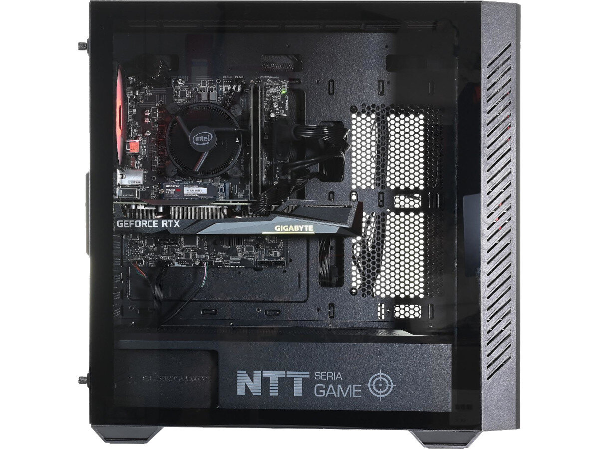 Komputer NTT Game ZKG-I5R3060-T023 i5-12400F 16GB RAM 1TB SSD GeForce RTX3050 Windows 11 Home wygląd styl obudowa podświetlenie wnętrze przestrzeń