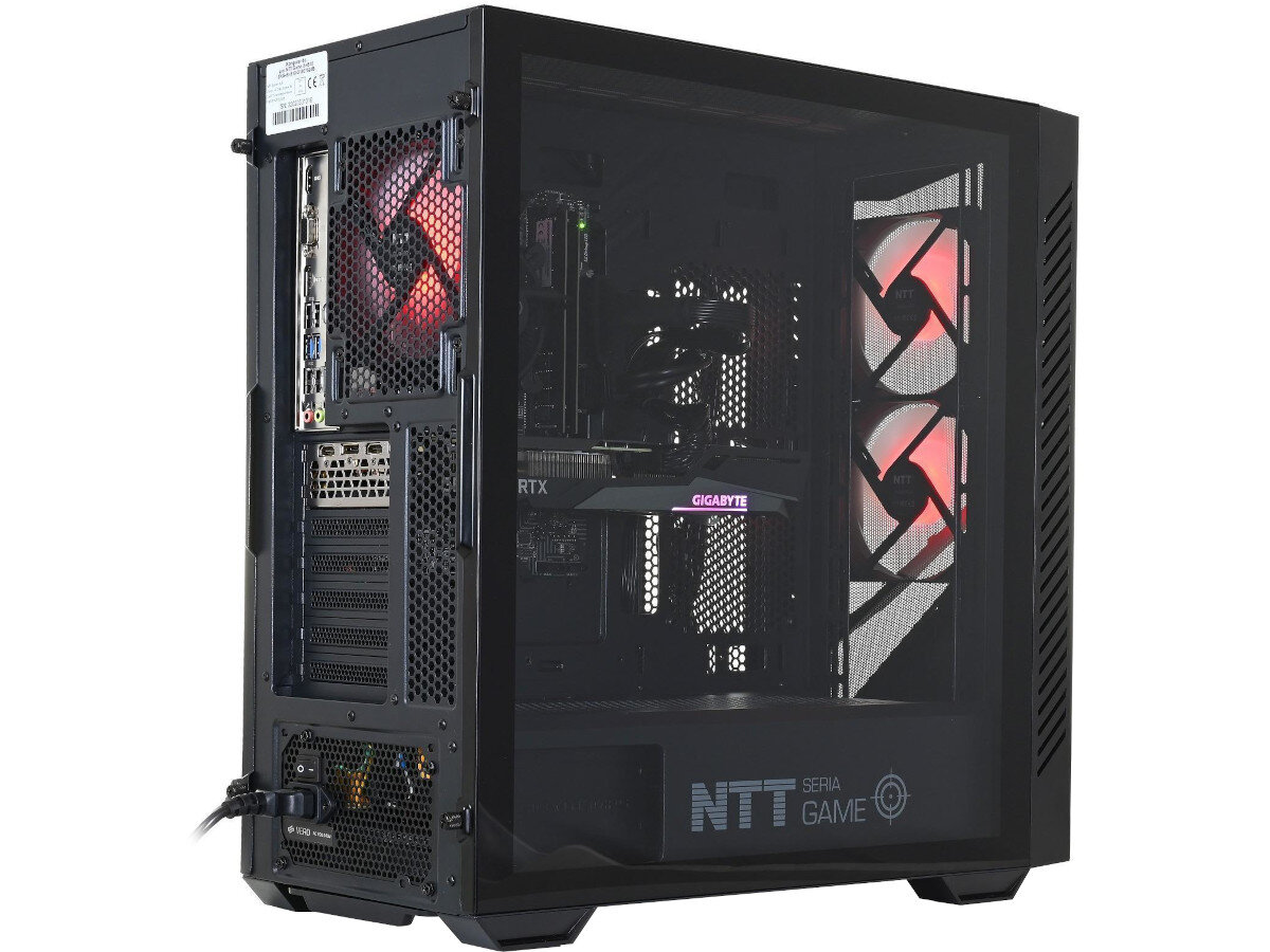 Komputer NTT Game ZKG-I5R4060-T023 i5-13400F 16GB RAM 1TB SSD GeForce RTX4060 Windows 11 Home chłodzenie temperatura wentylatory otwory