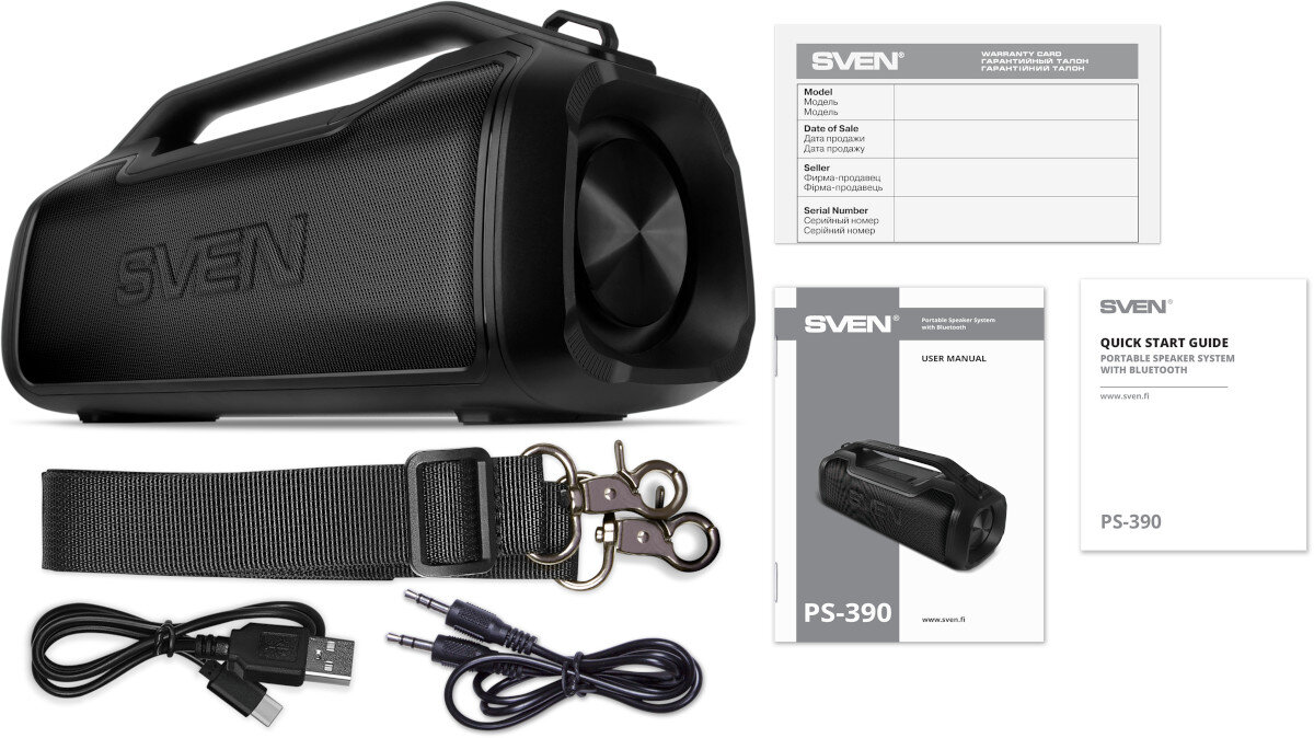 Głośnik mobilny SVEN PS-390 Czarny zestaw akcesoria