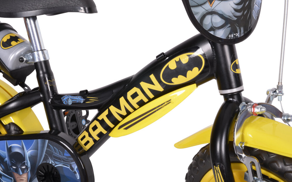Rower dziecięcy DINO BIKES Batman 12 Skye dla chłopca rama stalowa 8,5-calowa odporność na uszkodzenia mechaniczne i działanie czynników zewnętrznych dostosowana do najmłodszych geometria roweru 