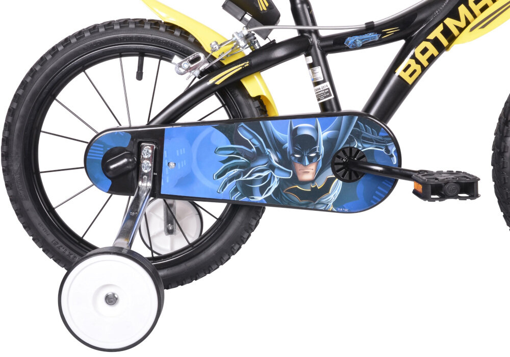 Rower dziecięcy DINO BIKES Batman 16 cali dla chłopca 16-calowe koła boczne kółka łańcuch stylowa osłona blotniki