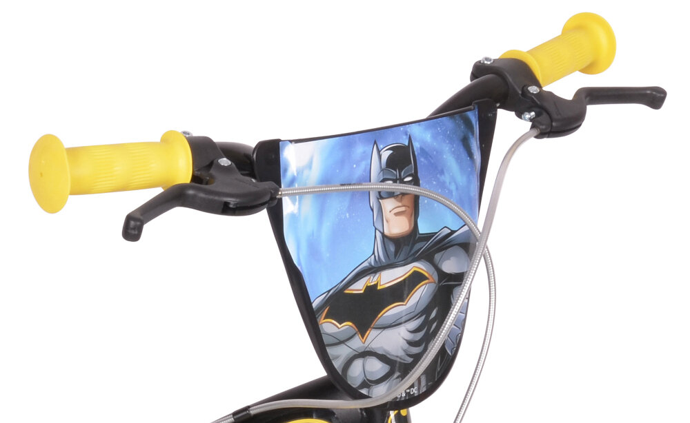 Rower dziecięcy DINO BIKES Batman 16 cali dla chłopca ukryty kierownicy antyposlizgowy material dobrze wyprofilowane osłona kierownicy