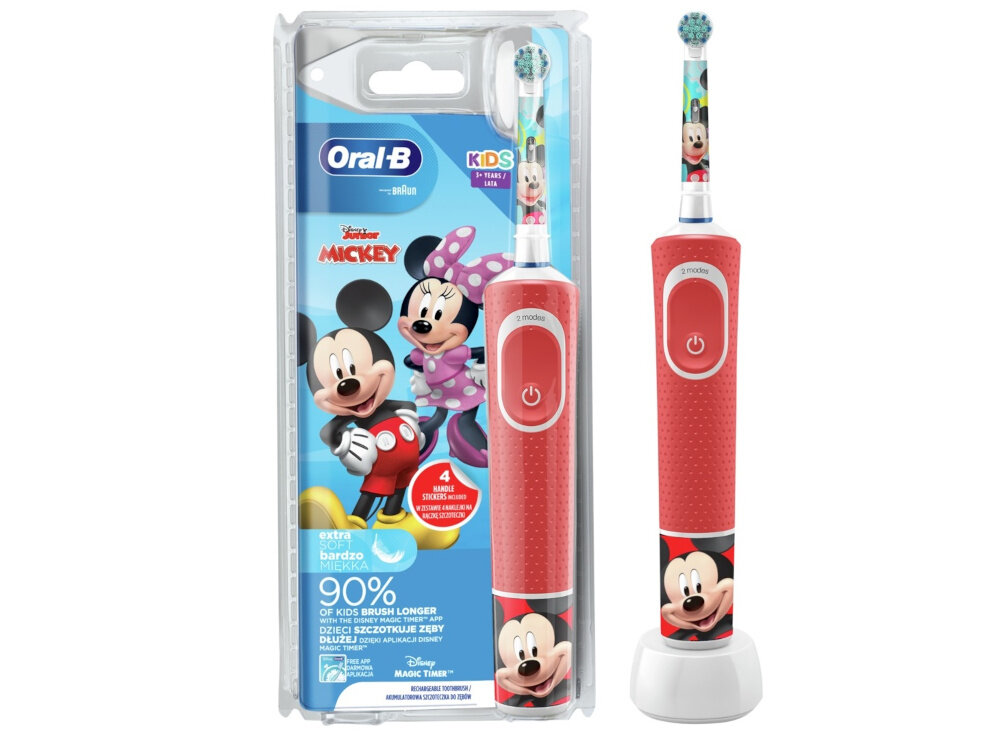 Szczoteczka rotacyjna ORAL-B D103 Kids Disney Mickey kolorowe akcenty czyszczenie zeby dzieci