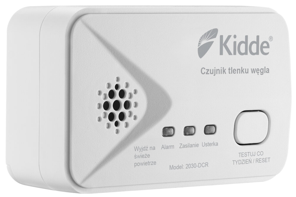 Czujnik tlenku węgla czadu KIDDE 7C0 Zaawansowana technologia wykonywania pomiaro niezawodny sensor elektromechaniczny czerwona dioda LED glosny alarm dzwiekowy o sile 85 dB