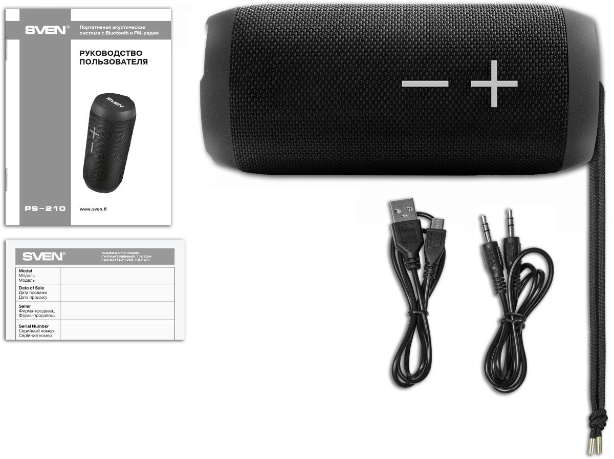 Głośnik mobilny SVEN PS-210 Czarny zestaw akcesoria