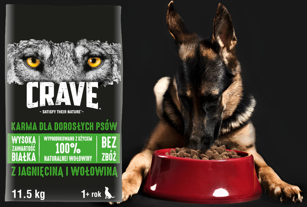 Karma dla psa CRAVE Wołowina z jagnięciną 11,5 kg dawkowanie analiza sklad
