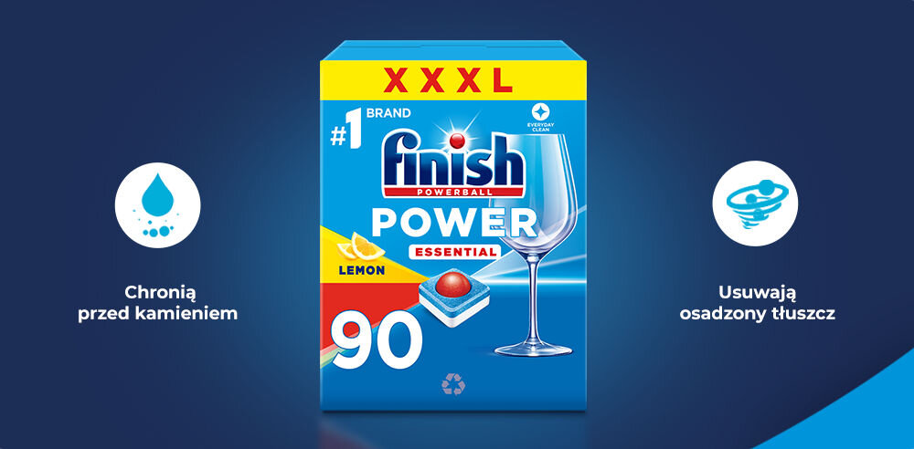 Tabletki do zmywarek FINISH Powerball Power Essential Lemon - 90 szt. sól nabłyszczacz