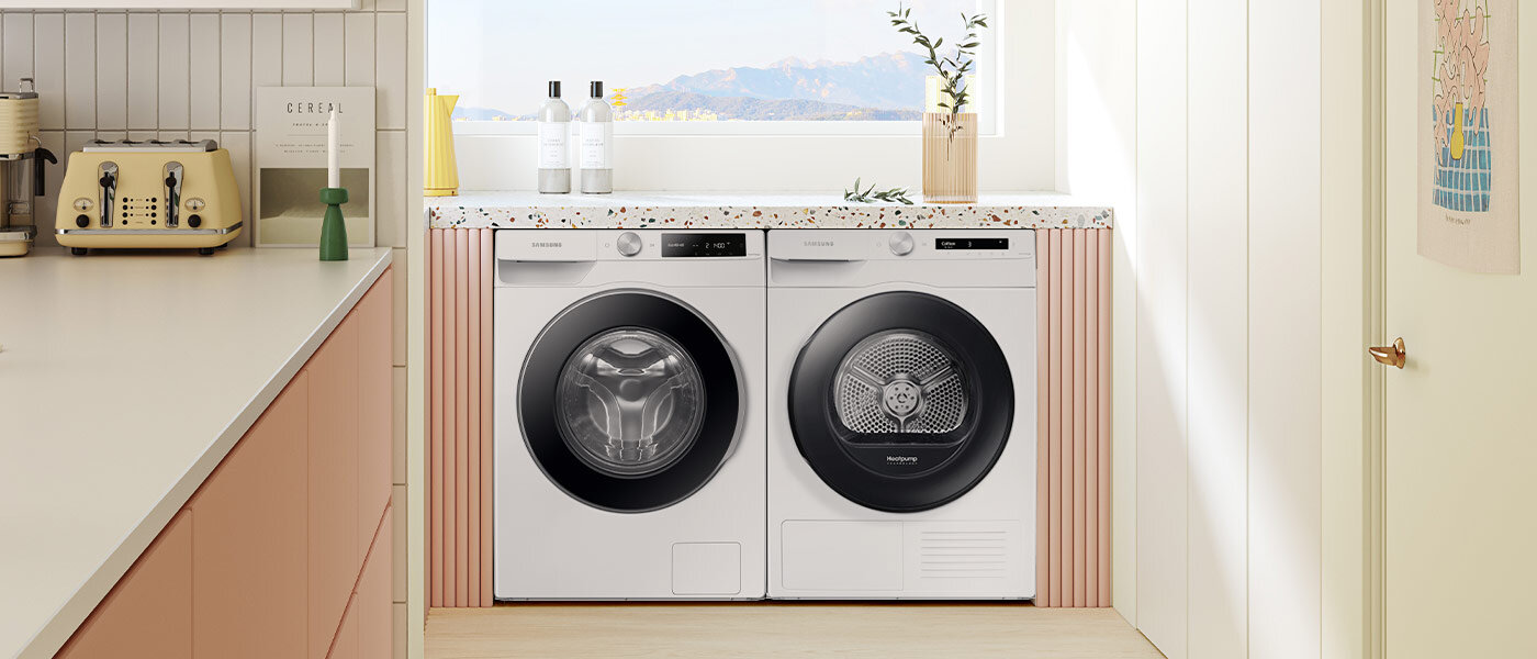 Zestaw pralki i suszarki Samsung to doskonałe uzupełnienie każdego nowoczesnego domu