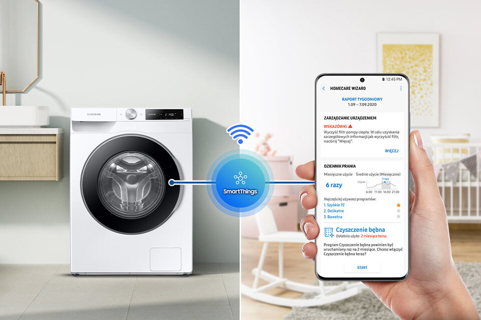 Sterowanie pralką w aplikacji mobilnej SmartThings zapewnia pełną kontrolę
