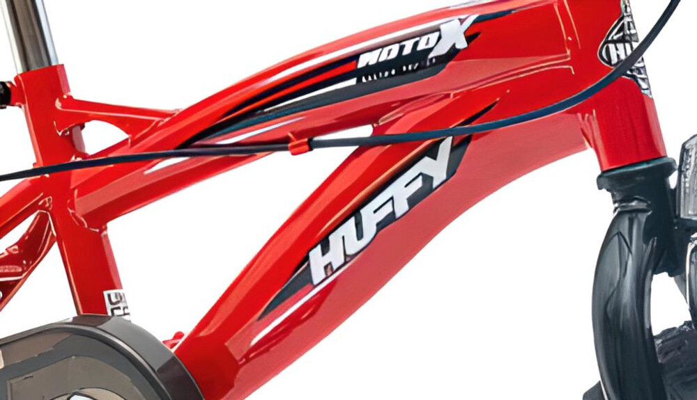 Rower dziecięcy HUFFY Moto X 12 cali dla chłopca Czerwony rama 9-calowa stalowa solidna stabilnosc podczas jazdy lekkosc latwe manewrowanie wybor rozmiaru ramy wzrost Twojego dziecka mierzony w zrelaksowanej pozycji typ roweru