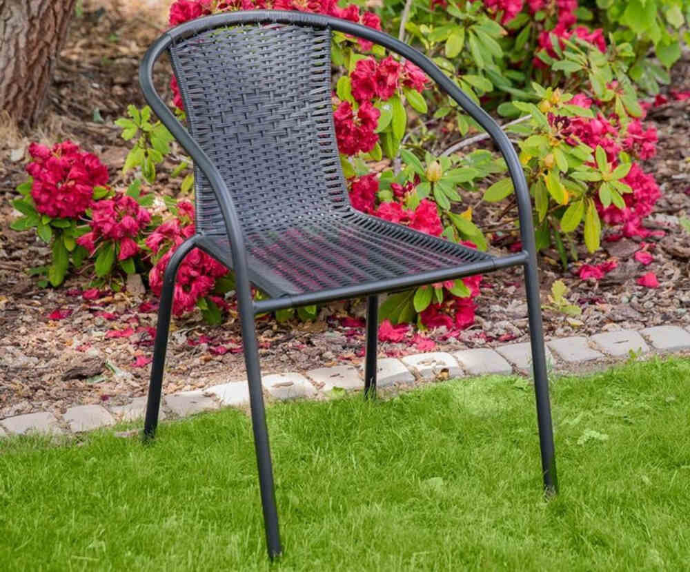 Krzesło ogrodowe PATIO Bistro Plus czarny siedzisko metalowa rama wymiary odcien bez ochrona korozja wymiary