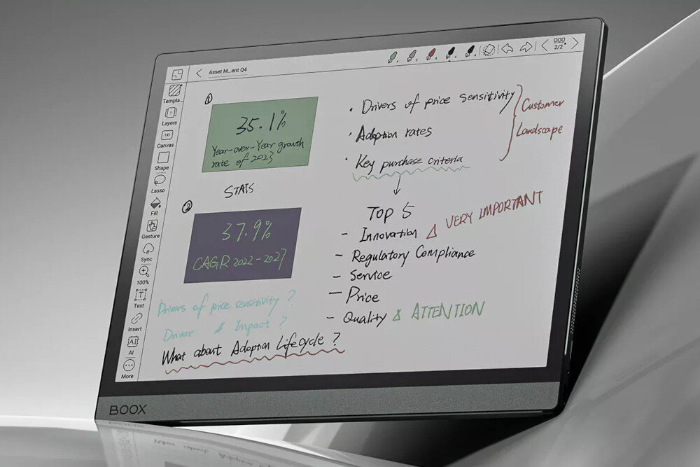 Czytnik e-booków ONYX Boox Tab Ultra C Pro Zielony ekran rozdzielczość rozdzielczość kolory