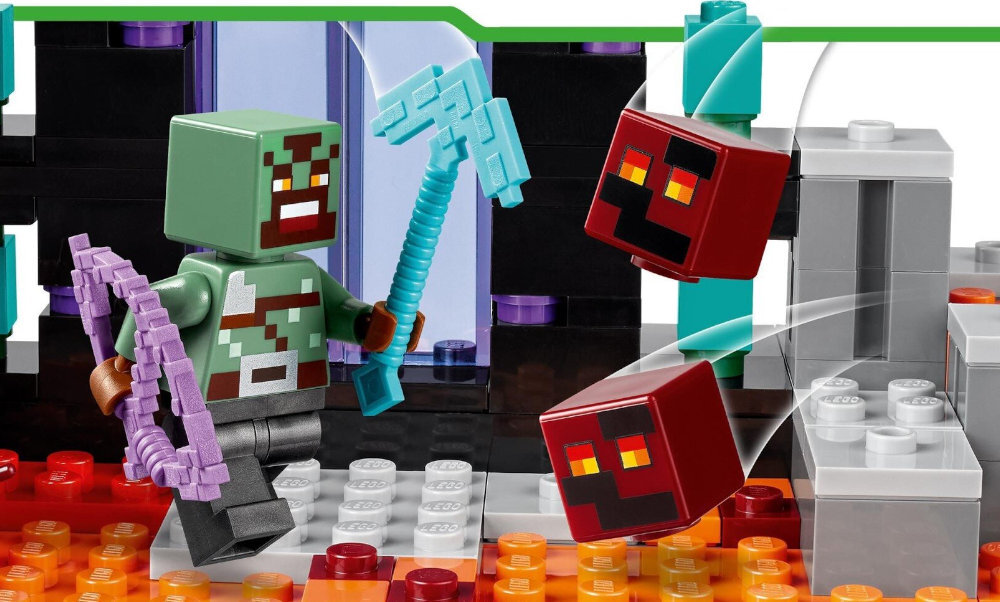LEGO 21255 Minecraft Zasadzka w portalu do Netheru zabawa edukacja rozwój wyposażenie kreatywność