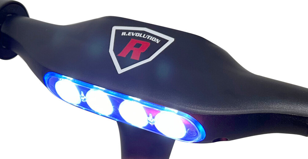 Hulajnoga elektryczna R.EVOLUTION R-EV42112 Czarny oswietlenie na przod i na tyl lepsza widocznosc wieksze bezpieczenstwo uzytkowania