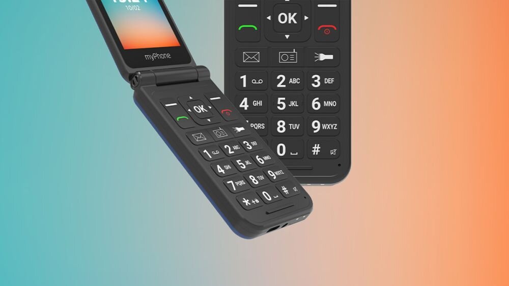 Telefon MPTECH myPhone Flip LTE  bateria zasilanie łączność ładowanie baza wyświetlacz klawiatura czuwanie dzwonienie dzwonki przewód słuchawka numery funkcje opis cechy