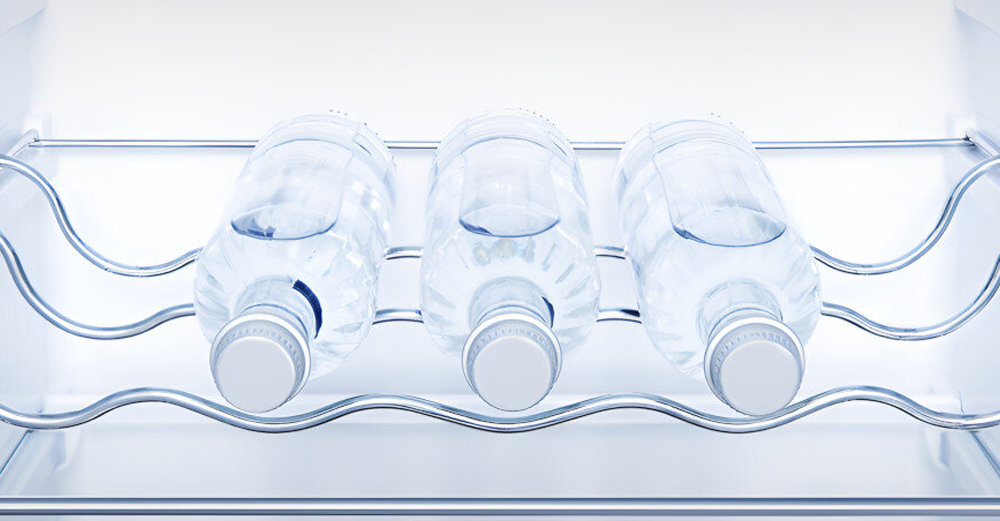 LODÓWKA HISENSE RB440N4AFA półka na butelki 9 butelek stal nierdzewna szkło przechowywanie dodatkowe miejsce oszczędność powierzchni bezpieczne butelki