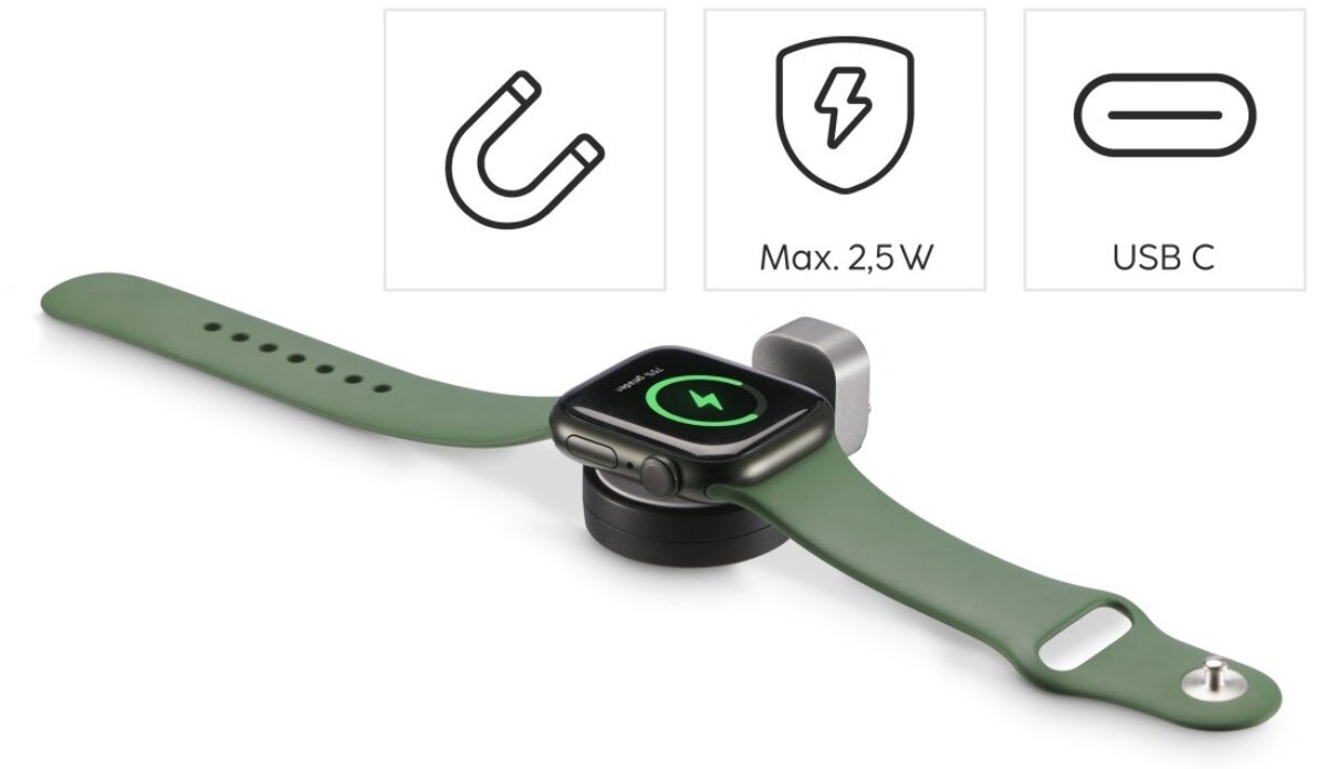 Kompaktowy rozmiar, pozbawiona kabla, ładowarka magnetyczna do Apple Watch Hama