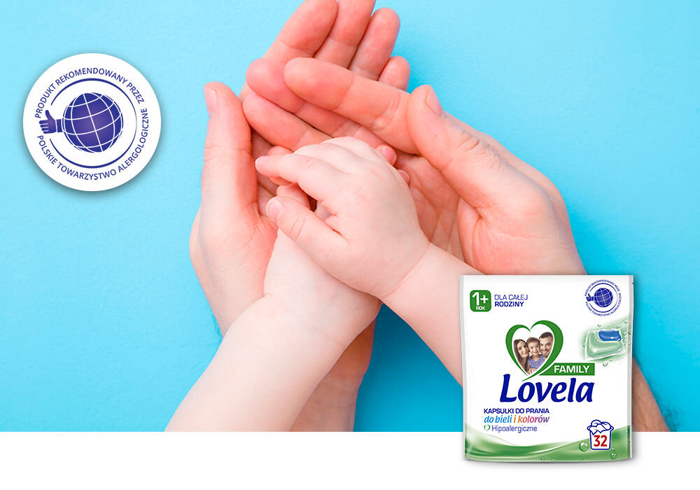 Kapsułki do prania LOVELA Family - 32 szt. rekomendowane przez polskie towarzystwo alergologiczne