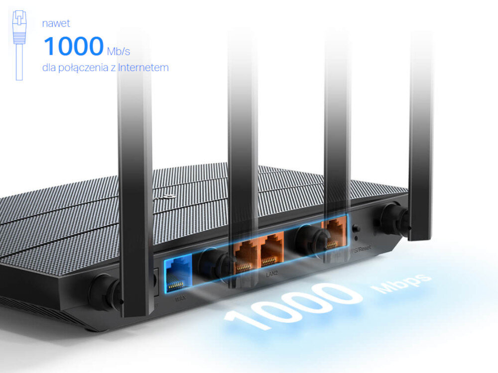 Router TP-LINK Archer AX17 gigabitowym portom Ethernet szerokopasmowego łącza prędkości do 1 Gb/s gigabitowych portów LAN