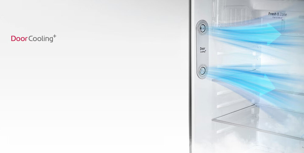 LODÓWKA LG GBV3200DSW DoorCooling równomierne chłodzenie rozprowadzanie powietrza zimnego