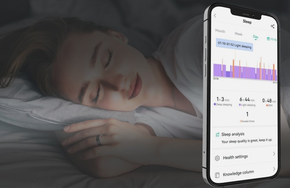 SMARTRING BEMI REVO monitorowanie snu fazy głęboki płytki ilość przebudzeń