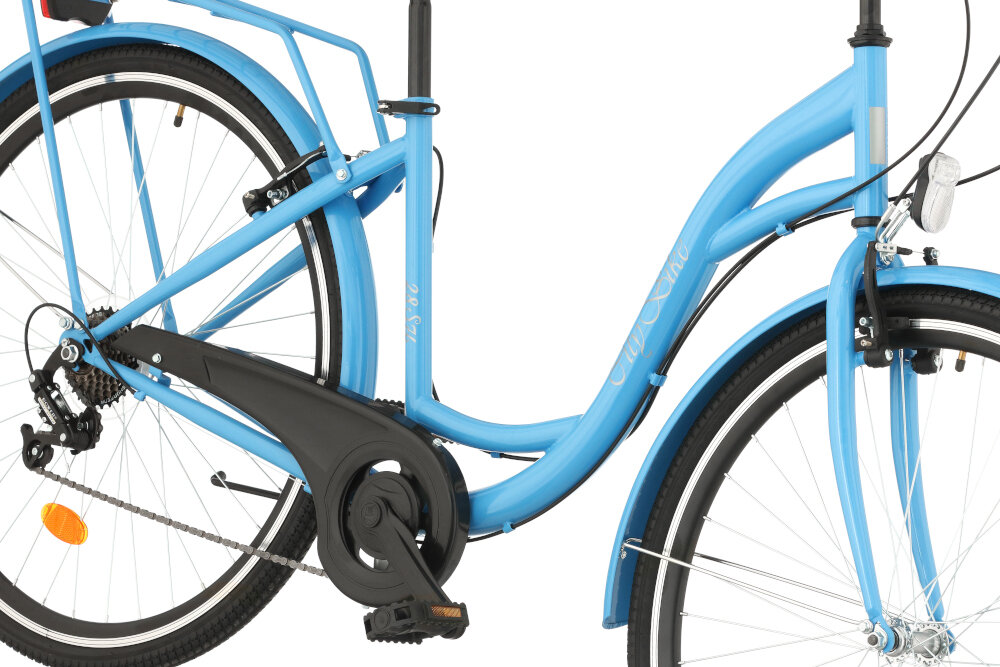 Rower miejski DAWSTAR Citybike S7B 28 cali damski Niebieski rama stalowa 17-calowa bardzo dobrze tlumi wibracje bardzo wytrzymala latwa w naprawie wybor rozmiaru ramy Twoj wzrost mierzony w zrelaksowanej pozycji typ roweru dla osob o wzroscie od 160 do 185 cm