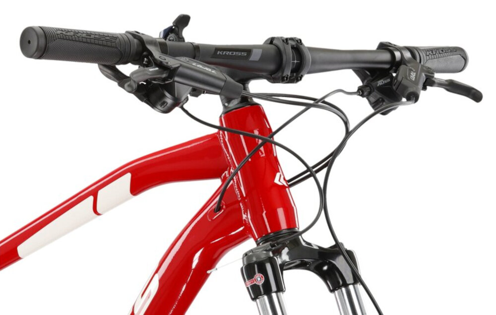 Rower górski MTB KROSS Level 3.0 M20 29 cali męski Czerwony aluminiowa kierownica uchwyty pokryte specjalnym antyposlizgowym materialem wieksze bepieczenstwo