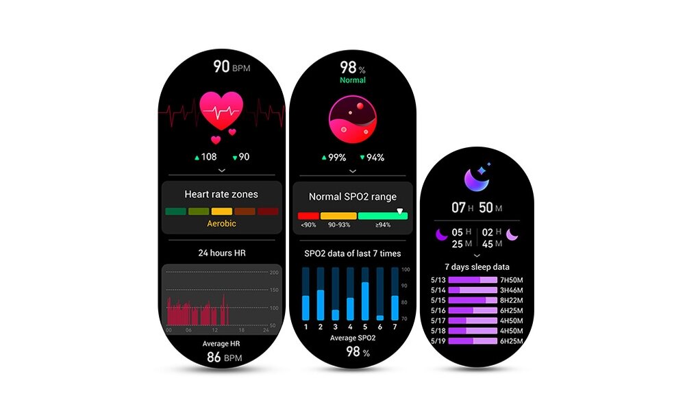 Smartwatch MANTA Livia Mini monitoring tlen tętno natlenienie krwi sen