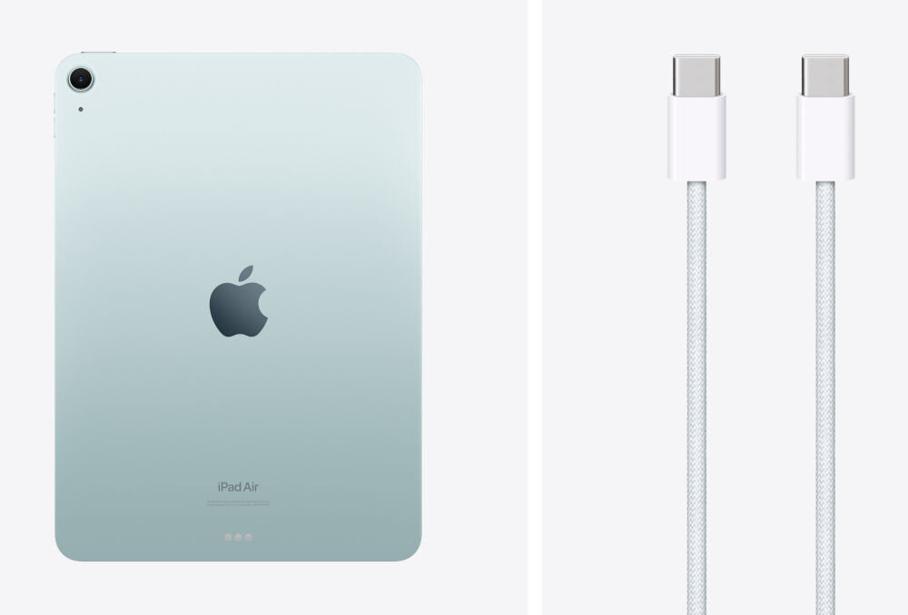 Tablet APPLE iPad Air 11 6 gen. 2024 256 GB Wi-Fi Niebieski przewód zasilający USB‑C/USB-C instrukcja obsługi karta gwarancyjna