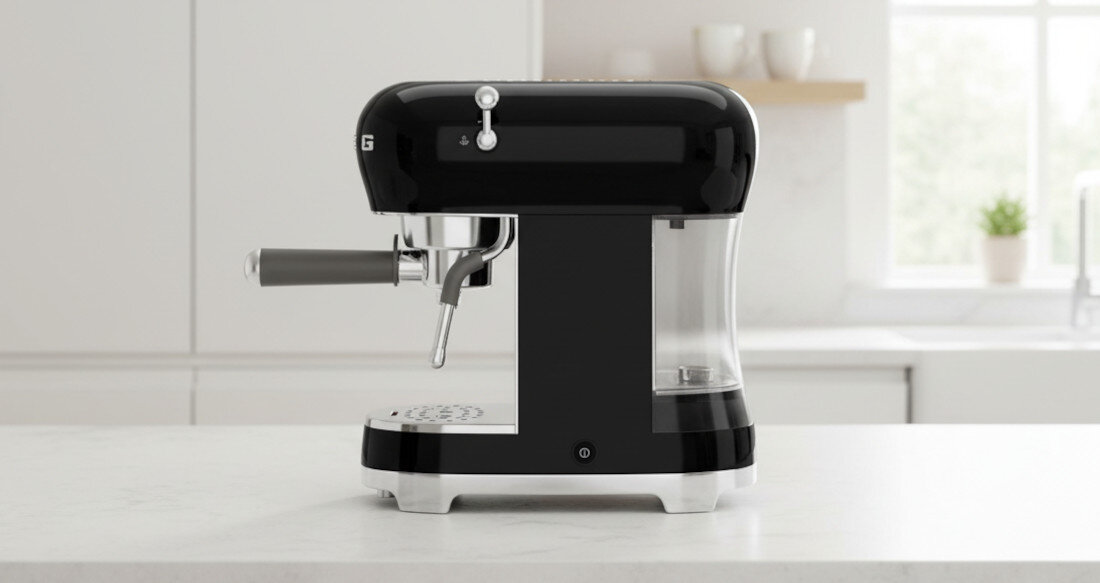 Кофемашина SMEG ECF02PBEU, продуманная вместимость резервуара, количество воды.