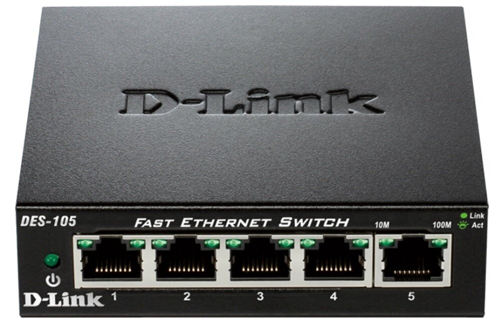 Switch D-LINK DES-105 - 5 Gniazd w standardzie Fast Ethernet przepustowość