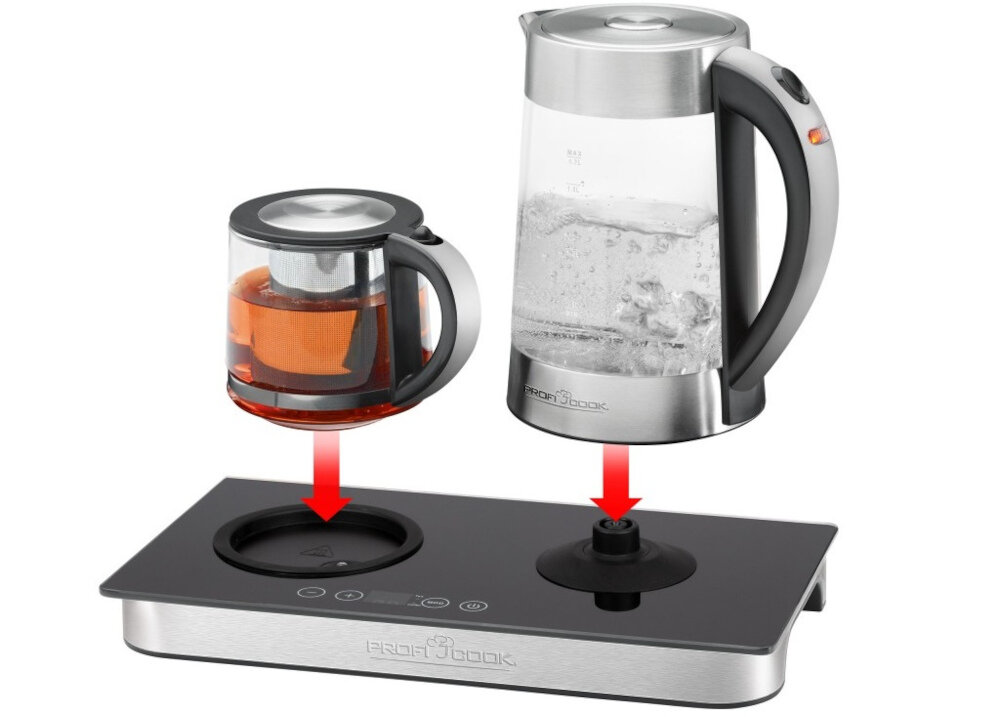 Zestaw do parzenia kawy i herbaty PROFI COOK PC-TKS 1056 Obrotowa podstawa 360° łatwe umieszczanie zdejmowanie czajnika