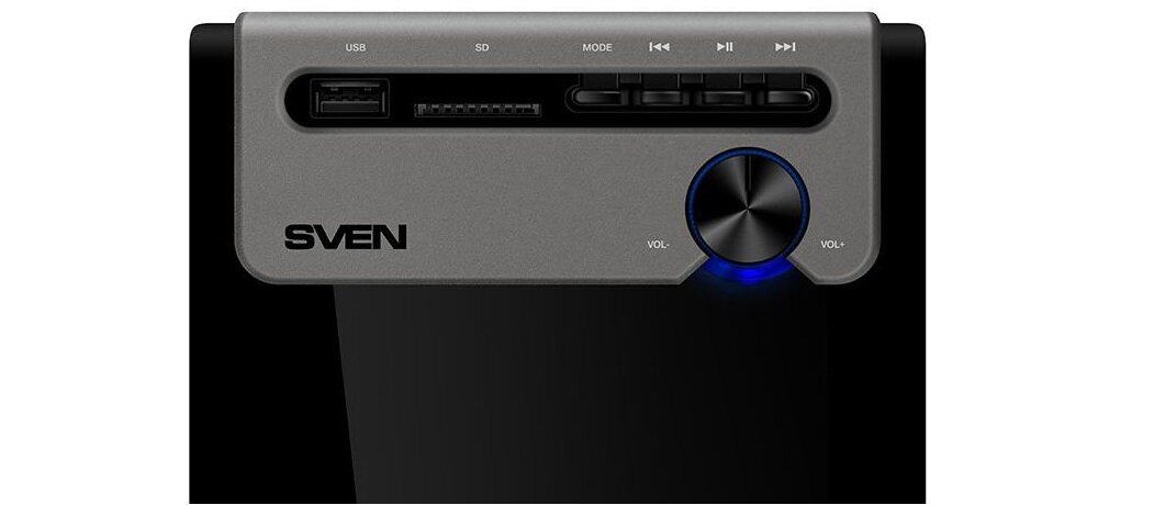Głośniki SVEN 2.1 MS-110 wejście USB panel sterujący na subwooferze