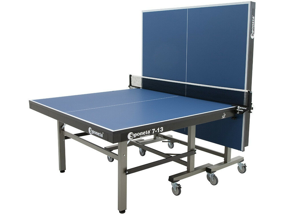 Stół do tenisa stołowego SPONETA S 7-13 Master Compact profesjonalny sprzęt niebieski blat wielokrotnie powleczony pół cyfrowy system składania typu 3