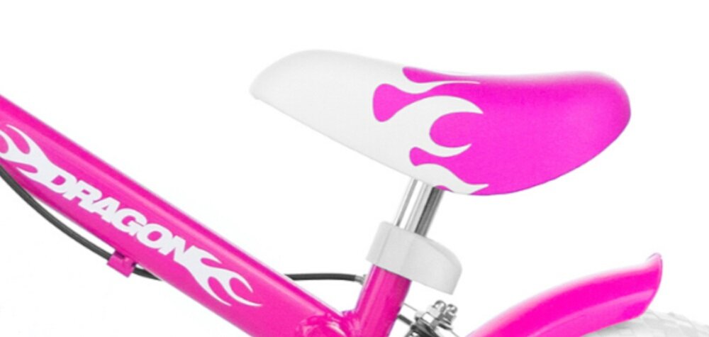 Rowerek biegowy MILLY MALLY Dragon Różowo-biały z hamulcem regulacja wysokosci siodelka pozycja odpowiednio dobrana do wzrostu dziecka ergonomiczna forma miekkie wykonczenie minimalizuje ryzyko otarc