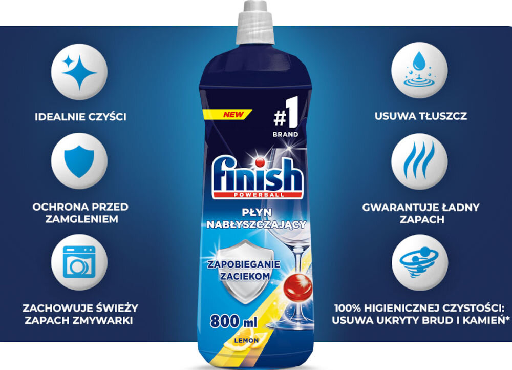 Nabłyszczacz do zmywarek FINISH Shine Protect Cytrynowy 800 ml zapach bez zacieków