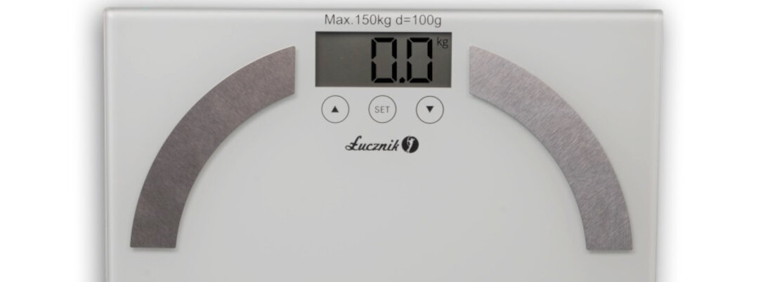 Waga ŁUCZNIK BS 11 A Bialy komfortowe uzytkowanie maksymalna waga 150kg dokladnosc pomiaru 100g wykonanie wysoka jakosc szklo harowane funkcjonalnosc elektroniczny wyswietlacz