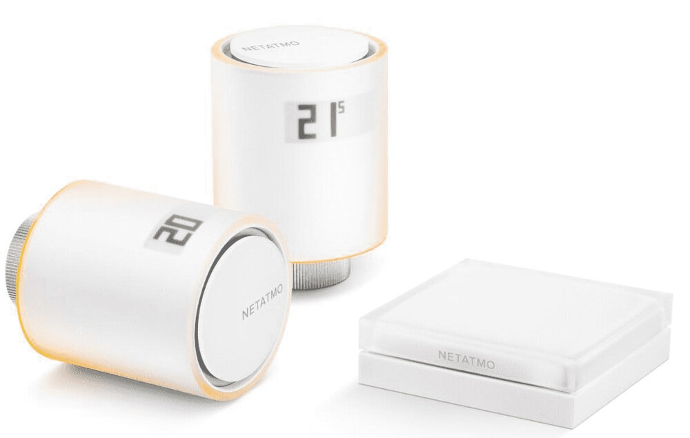 Głowice termostatyczne NETATMO Valves Set Wi-Fi połączenie bezprzewodowe pomiędzy termostatem i przekaźnikiem radiowym kompatybilne z Wi-Fi bateria na około 2 lata zoptymalizowanie pod względem oszczędności energii