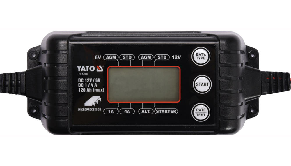 YATO YT-83033 prostownik ładowanie akumulator motocykl traktor samochód łódź podtrzymywanie napięcie tryb spoczynek
